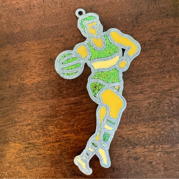 Vintage BASKETBALL PLAYER-gold jersey Stained Glass Window Sun Catchers - Picture 4 of 5